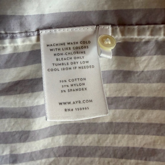 AYR The Deep End Button Down Shirt in Lilac Stripe Size Medium - Picture 7 of 7